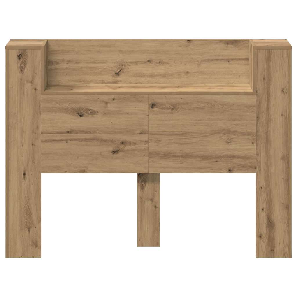 Storage Headboard with LED Artisan Oak Engineered Wood