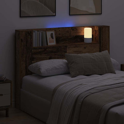 Storage Headboard with LED Old Wood Engineered Wood