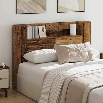 Storage Headboard with LED Old Wood Engineered Wood