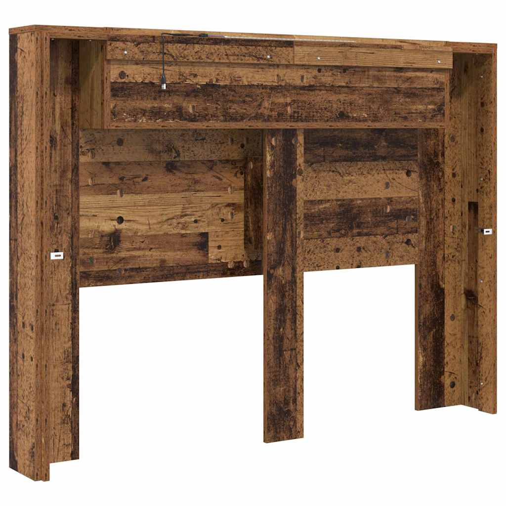 Storage Headboard with LED Old Wood Engineered Wood
