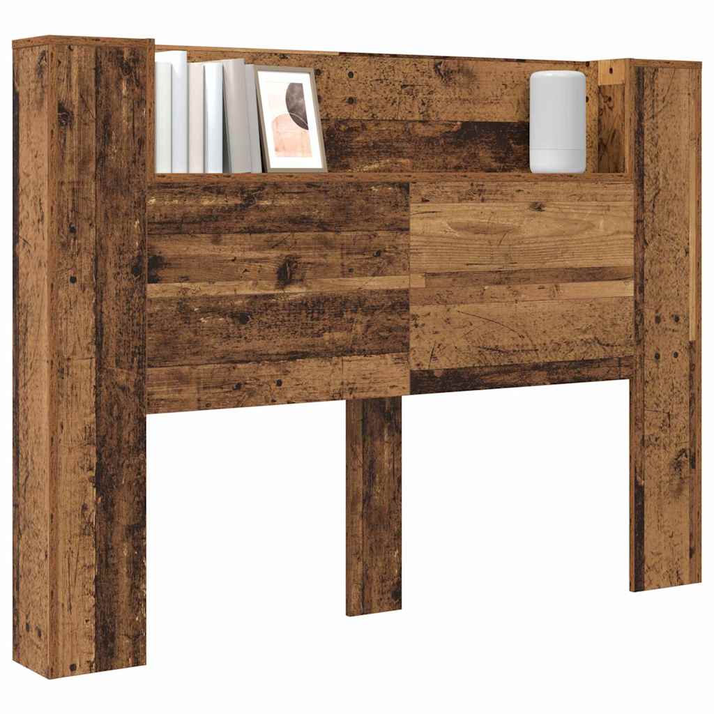 Storage Headboard with LED Old Wood Engineered Wood