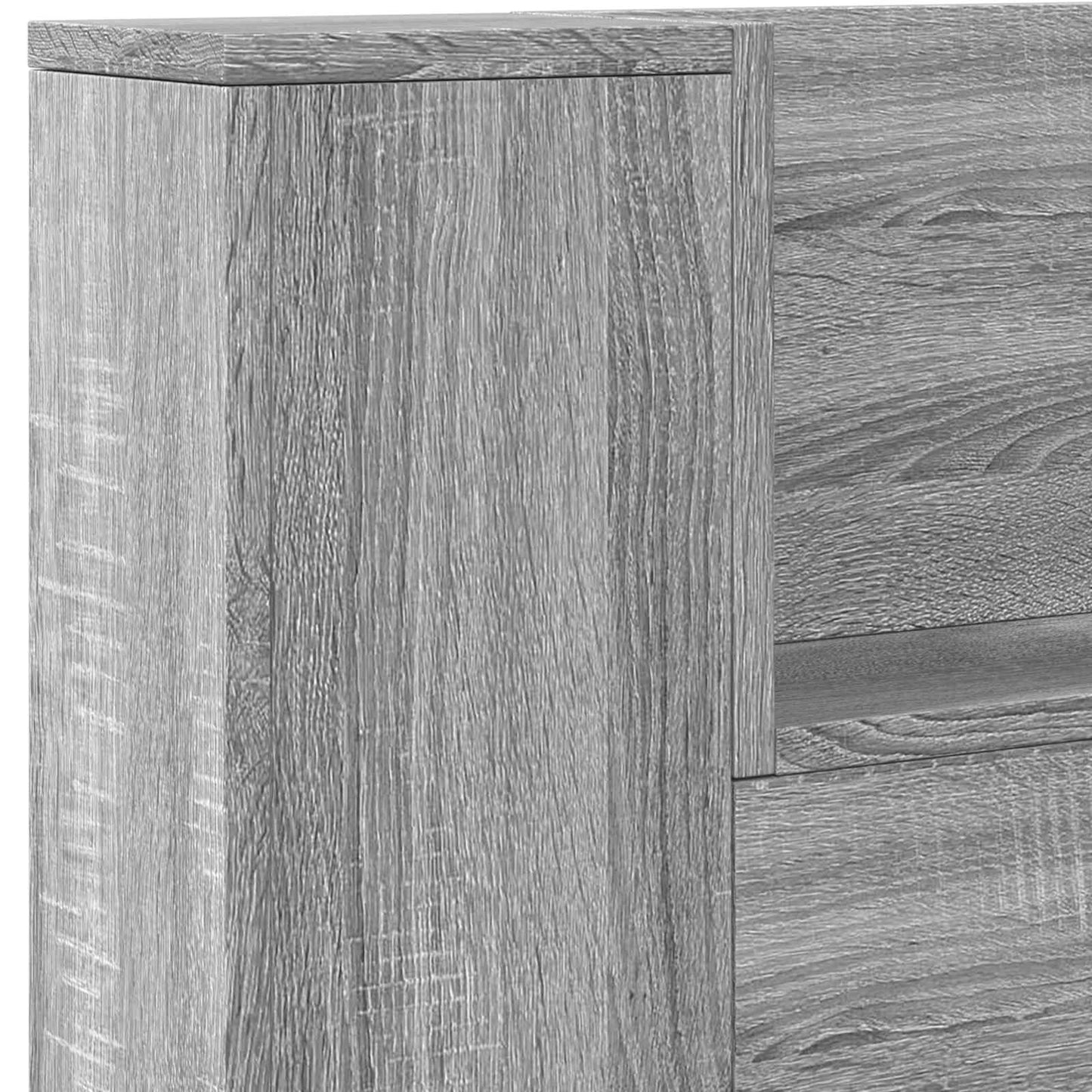Storage Headboard with LED Grey Sonoma Engineered Wood
