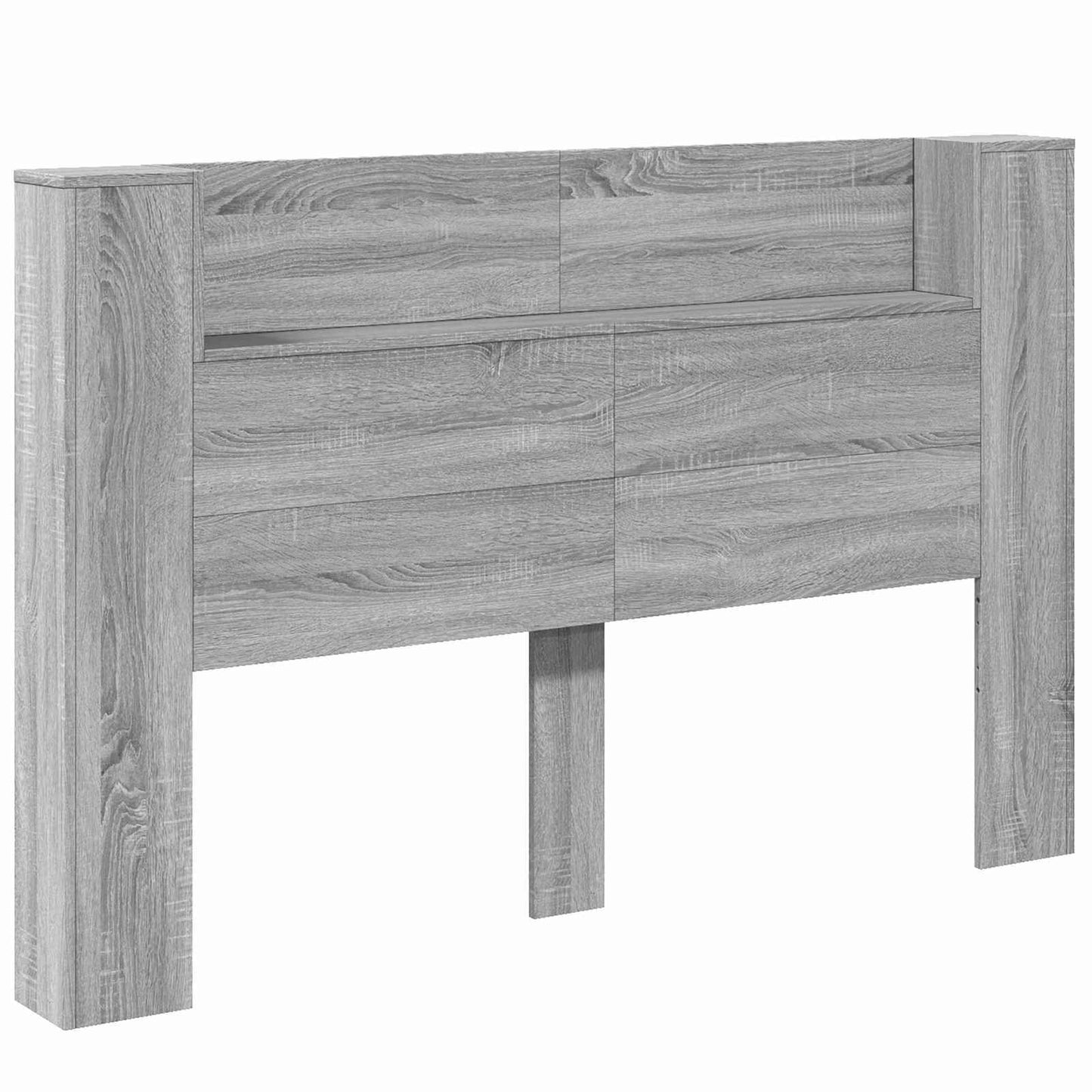Storage Headboard with LED Grey Sonoma Engineered Wood