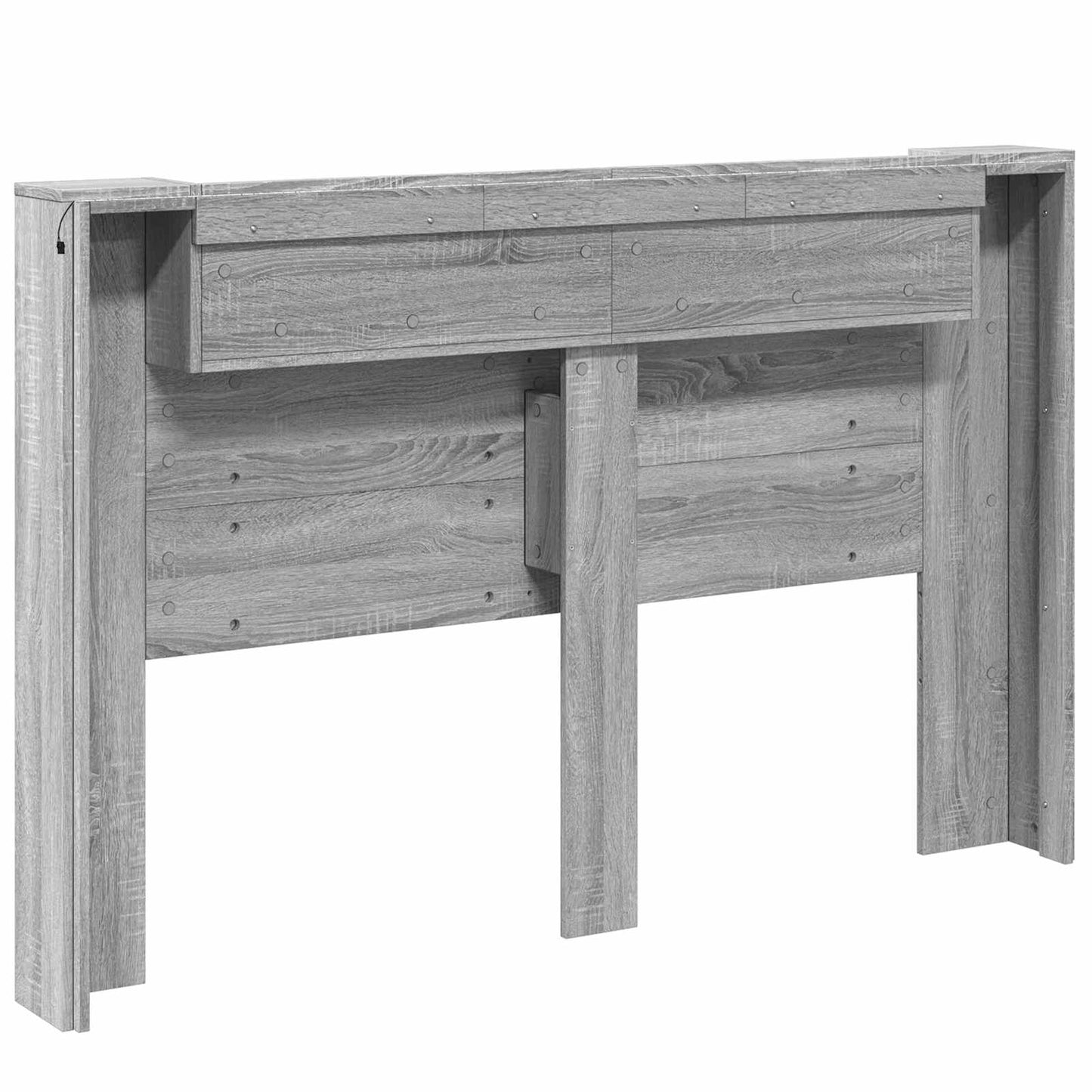 Storage Headboard with LED Grey Sonoma Engineered Wood