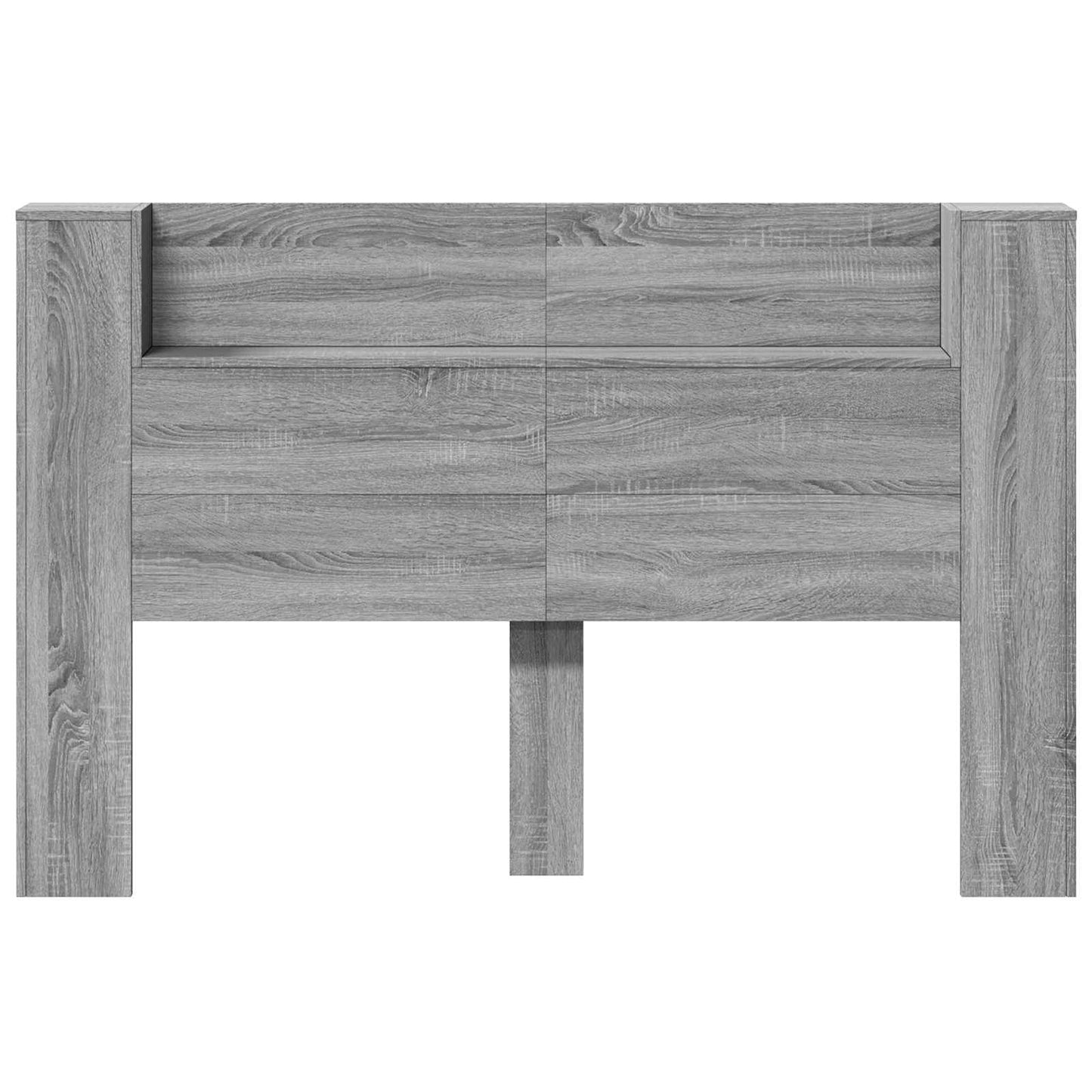Storage Headboard with LED Grey Sonoma Engineered Wood