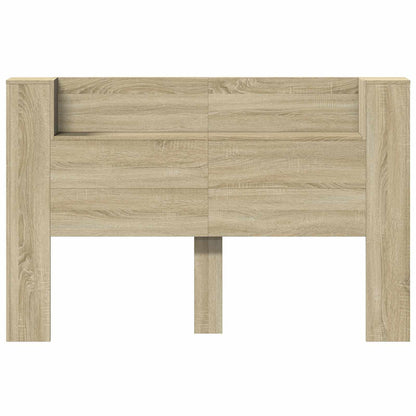 Storage Headboard with LED Sonoma Oak Engineered Wood