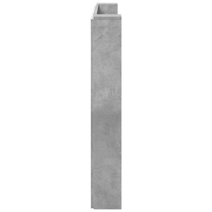 Storage Headboard with LED Concrete Grey Engineered Wood