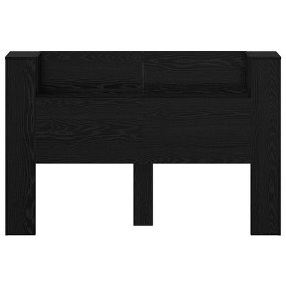 Storage Headboard with LED Black Oak Engineered Wood