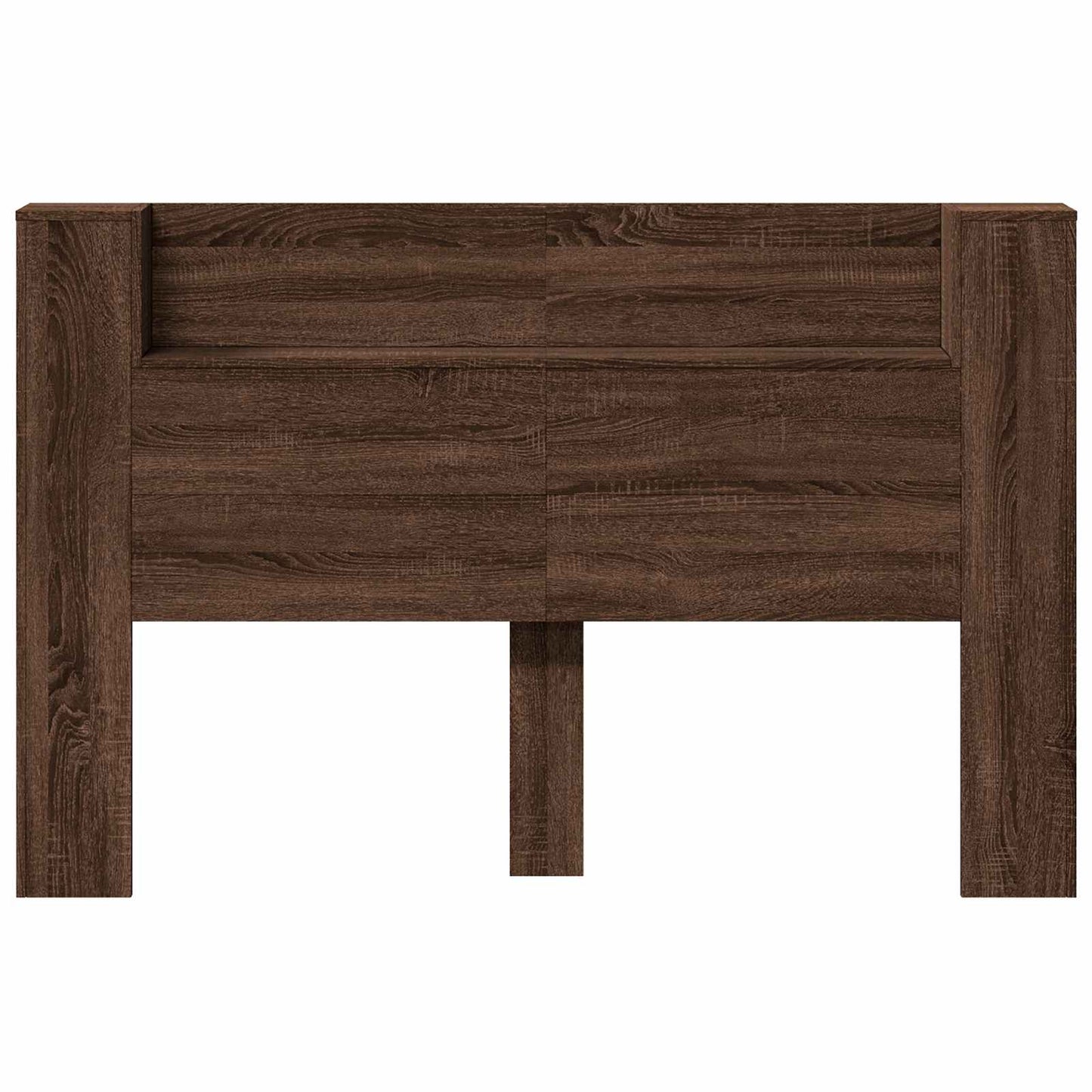 Storage Headboard with LED Brown Oak Engineered Wood