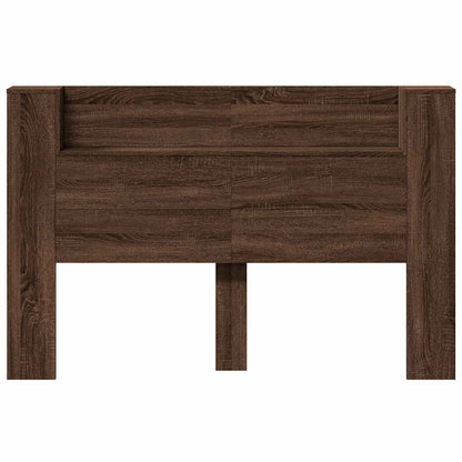 Storage Headboard with LED Brown Oak Engineered Wood