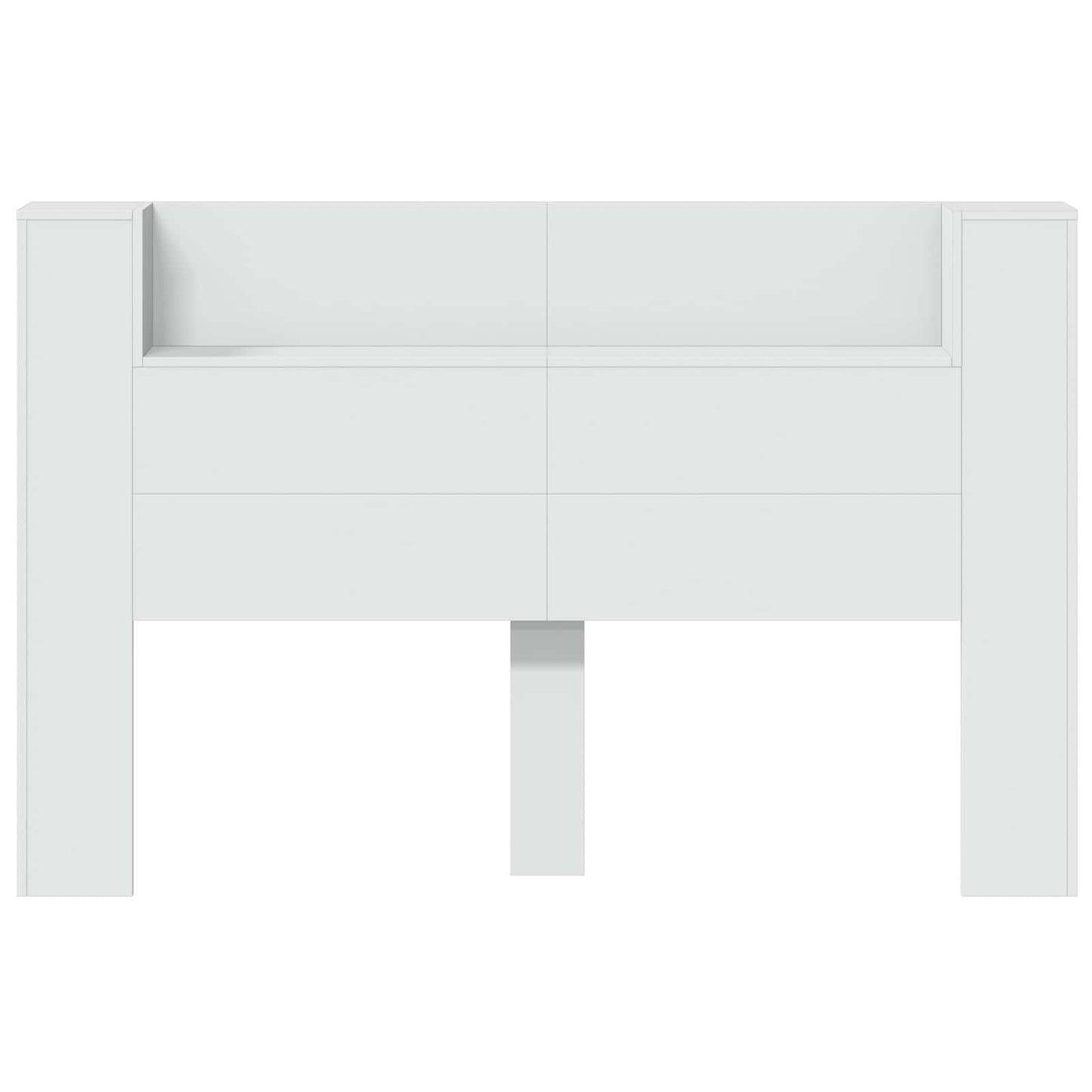 Storage Headboard with LED White Engineered Wood