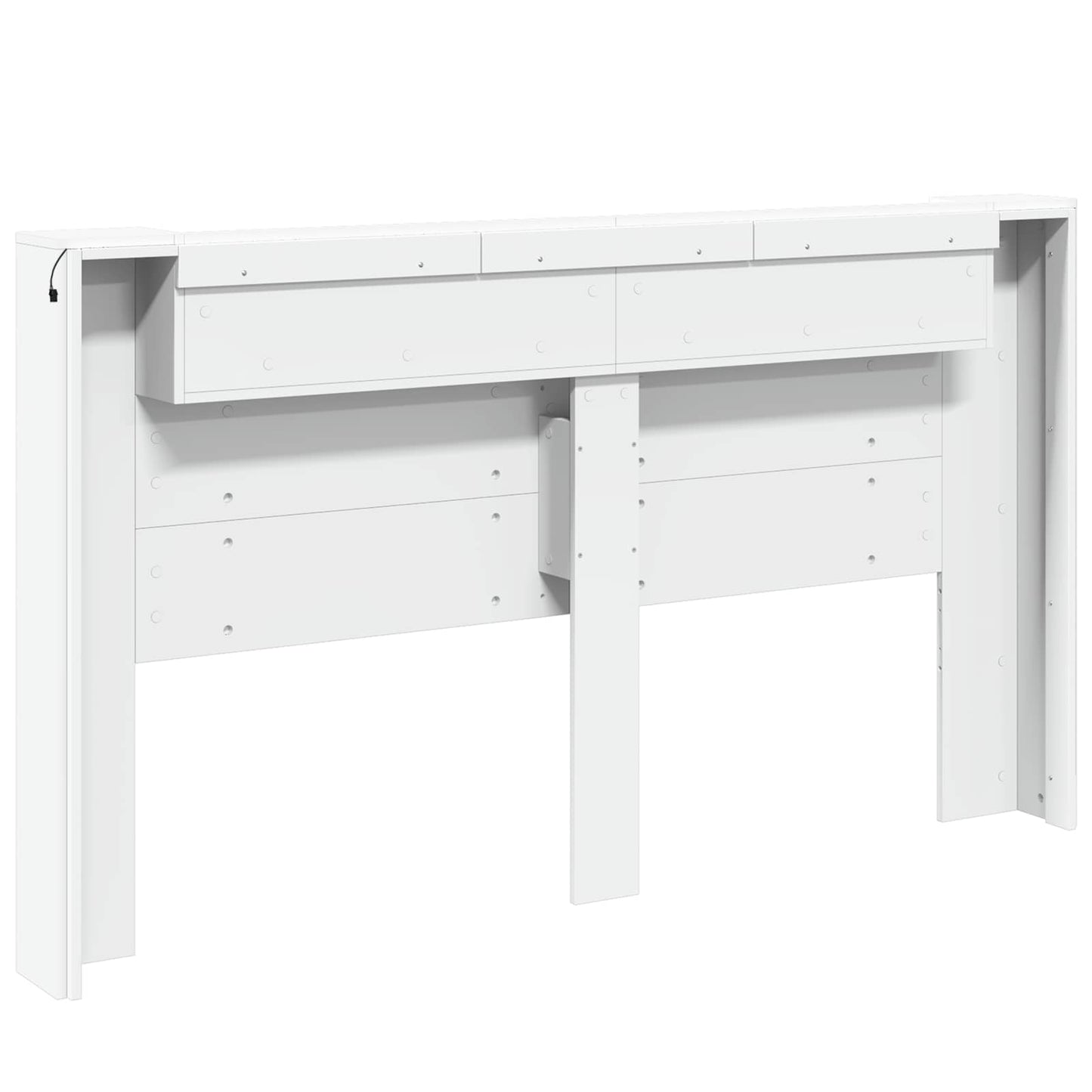 Storage Headboard with LED White Engineered Wood