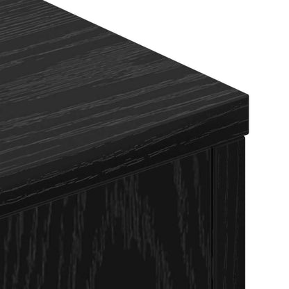 Storage Headboard with LED Black Oak Engineered Wood