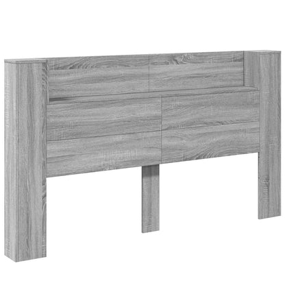 Storage Headboard with LED Grey Sonoma Engineered Wood