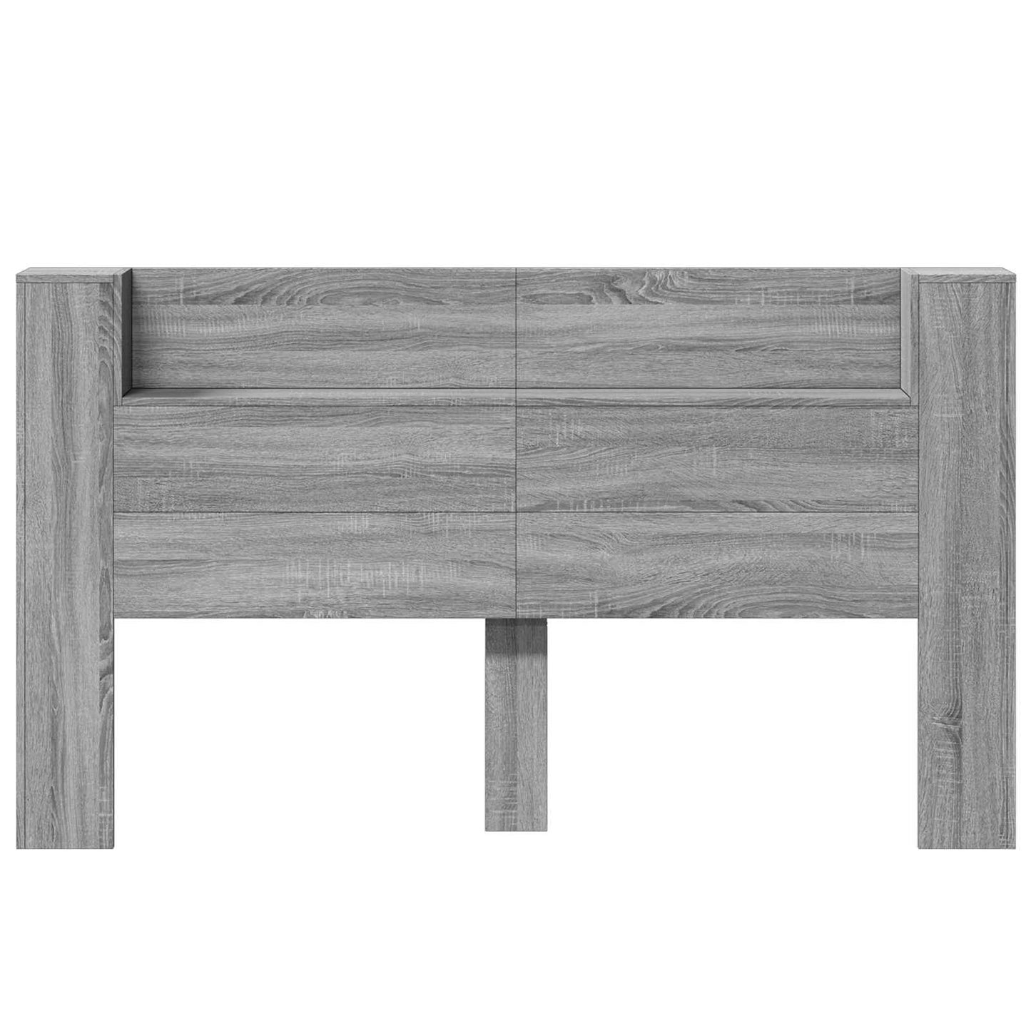 Storage Headboard with LED Grey Sonoma Engineered Wood