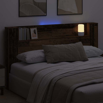 Storage Headboard with LED Old Wood Engineered Wood