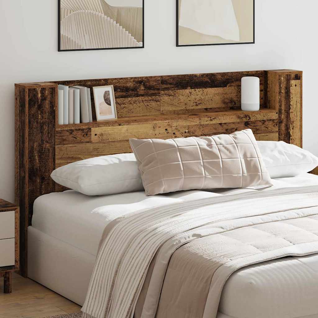 Storage Headboard with LED Old Wood Engineered Wood