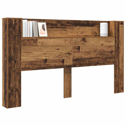 Storage Headboard with LED Old Wood Engineered Wood