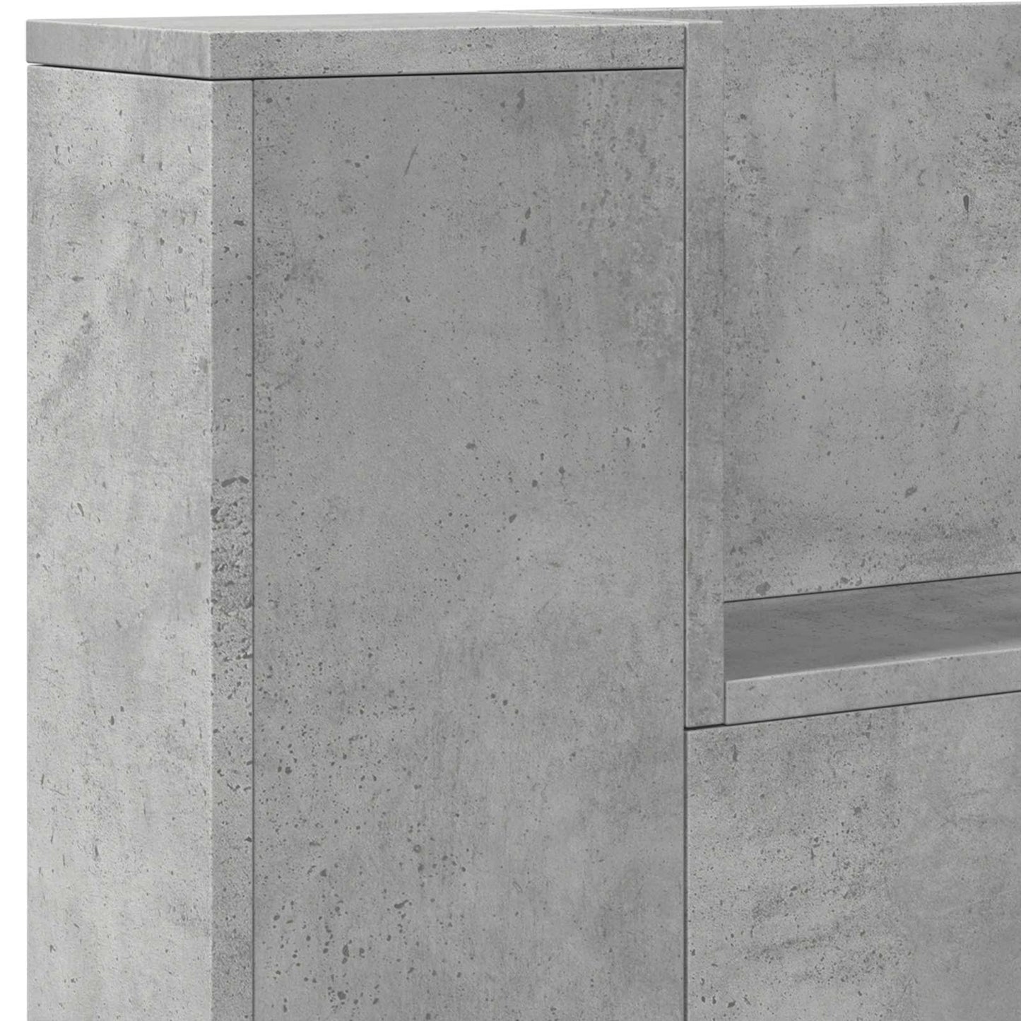 Storage Headboard with LED Concrete Grey Engineered Wood