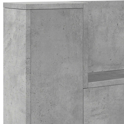 Storage Headboard with LED Concrete Grey Engineered Wood