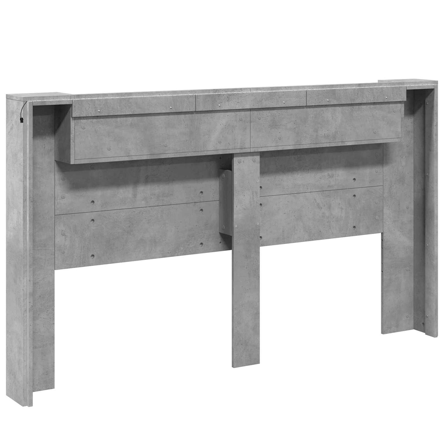 Storage Headboard with LED Concrete Grey Engineered Wood