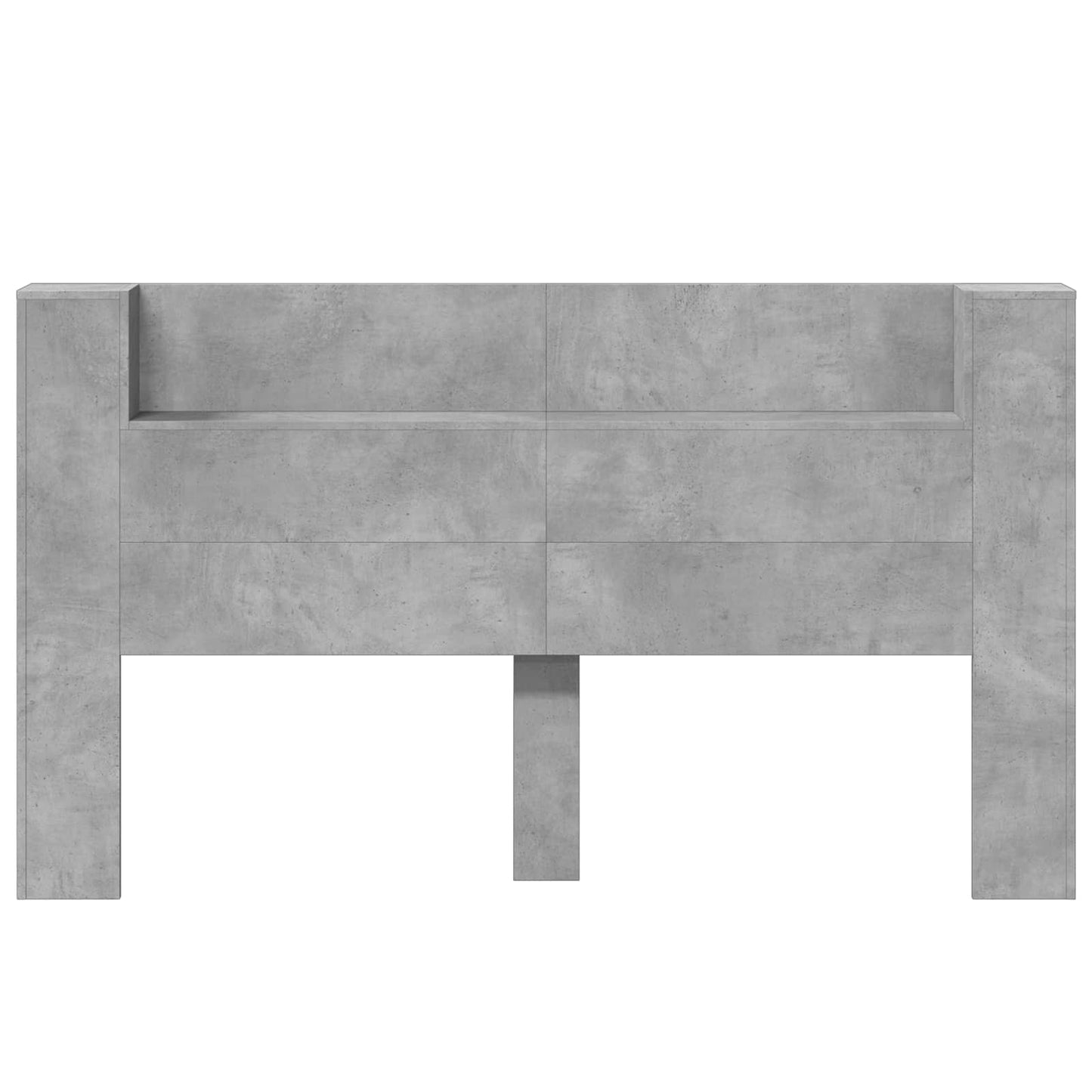 Storage Headboard with LED Concrete Grey Engineered Wood