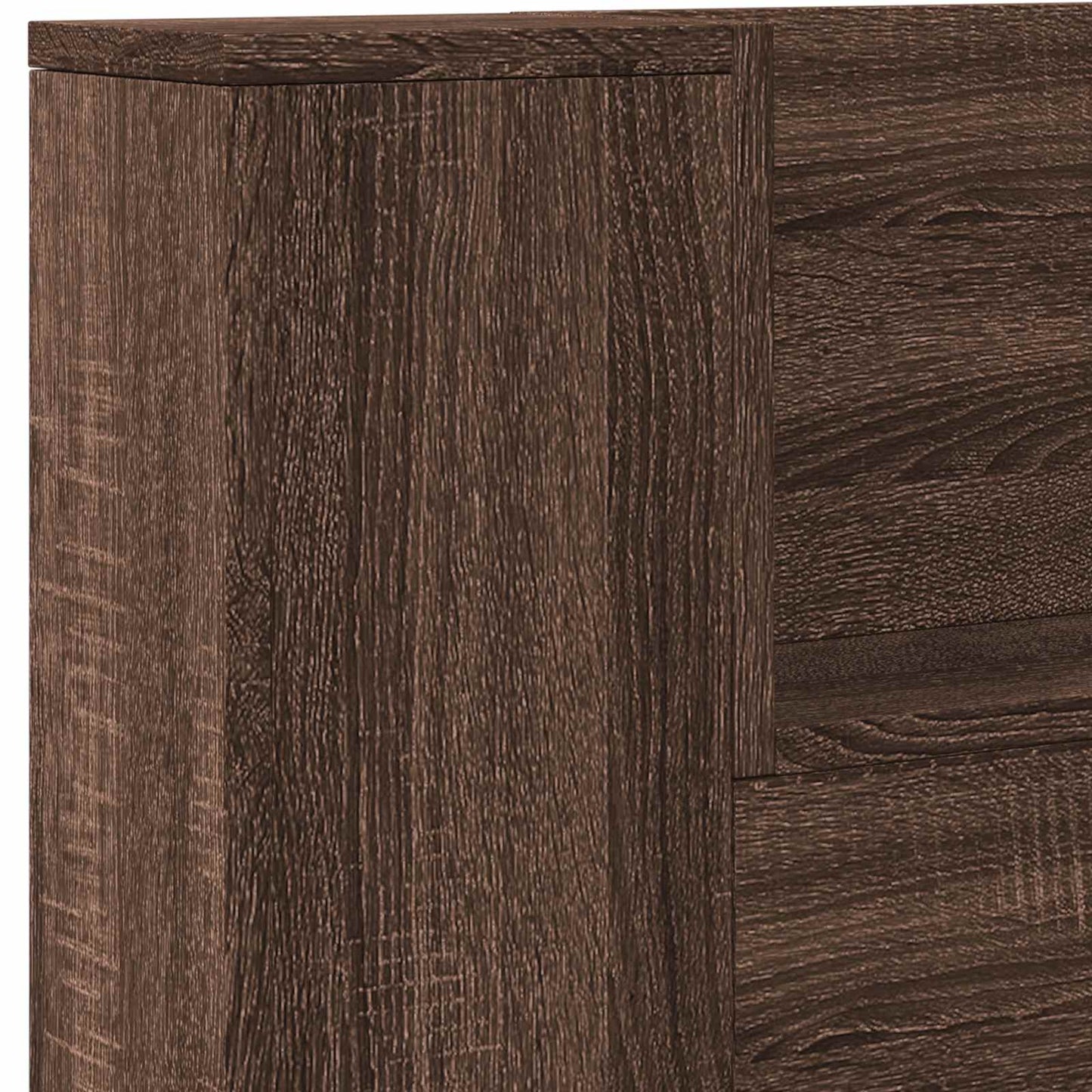 Storage Headboard with LED Brown Oak Engineered Wood