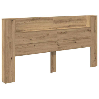 Storage Headboard with LED Artisan Oak Engineered Wood