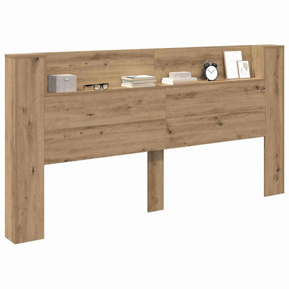 Storage Headboard with LED Artisan Oak Engineered Wood