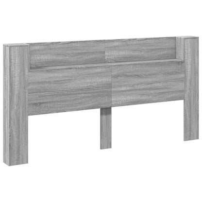 Storage Headboard with LED Grey Sonoma Engineered Wood