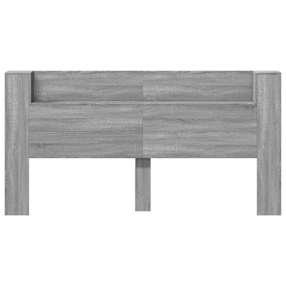 Storage Headboard with LED Grey Sonoma Engineered Wood