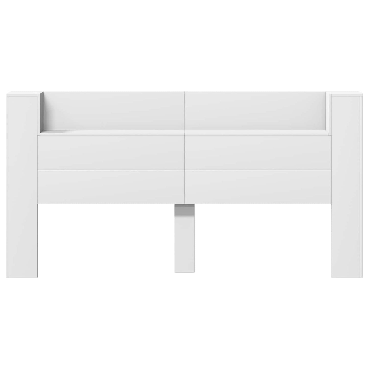 Storage Headboard with LED White Engineered Wood