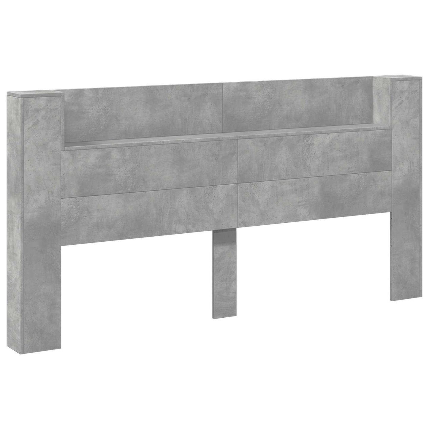 Storage Headboard with LED Concrete Grey Engineered Wood