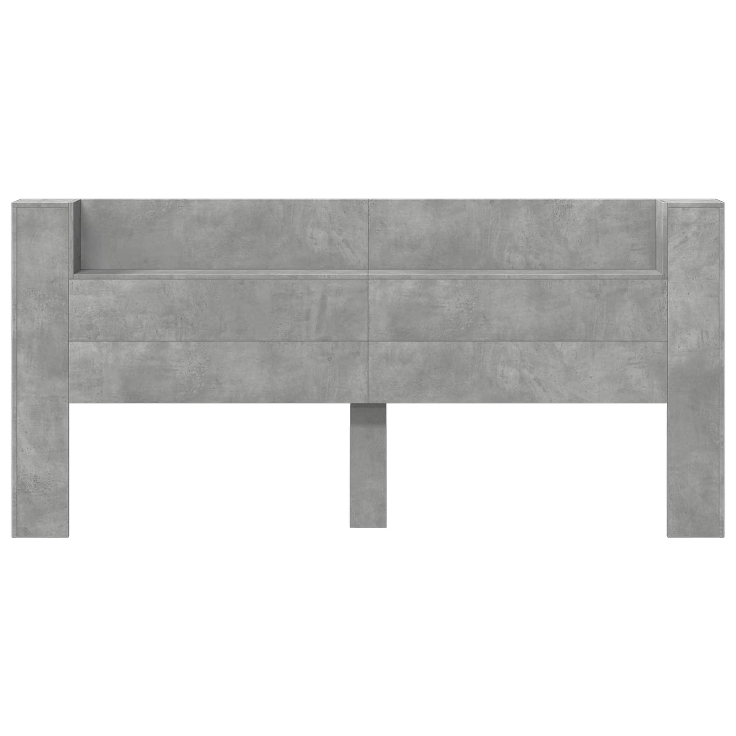 Storage Headboard with LED Concrete Grey Engineered Wood