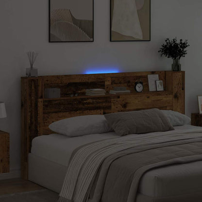 Storage Headboard with LED Old Wood Engineered Wood