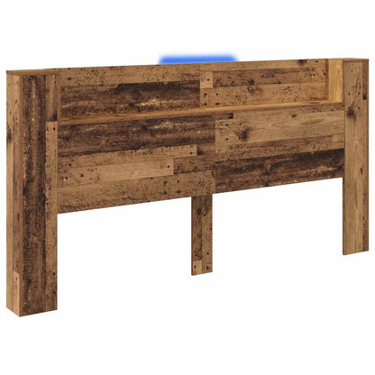 Storage Headboard with LED Old Wood Engineered Wood