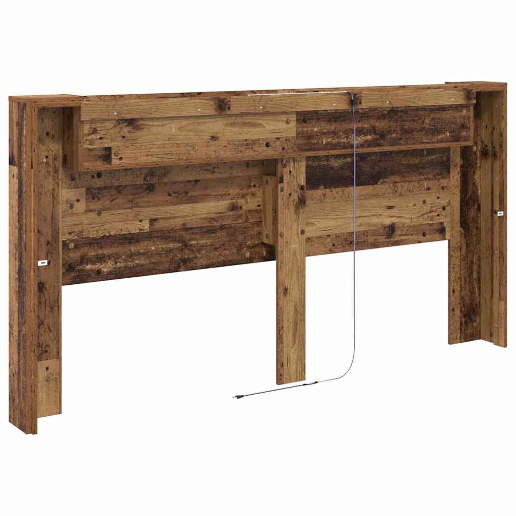 Storage Headboard with LED Old Wood Engineered Wood