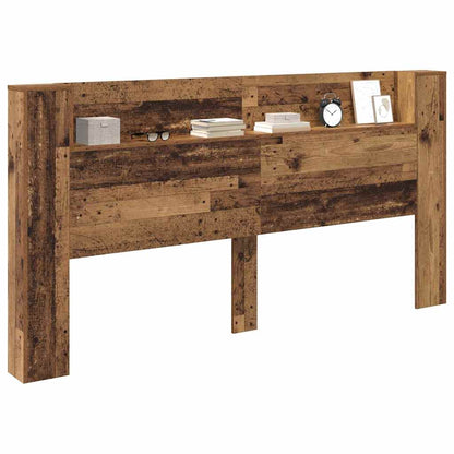 Storage Headboard with LED Old Wood Engineered Wood