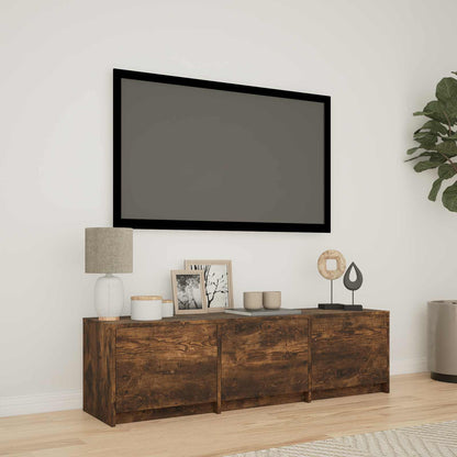 TV Cabinet with LED Smoked Oak 140 x 34 x 40 cm Engineered Wood