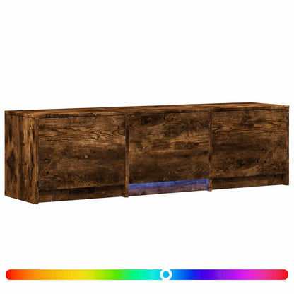 TV Cabinet with LED Smoked Oak 140 x 34 x 40 cm Engineered Wood