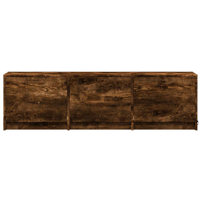 TV Cabinet with LED Smoked Oak 140 x 34 x 40 cm Engineered Wood