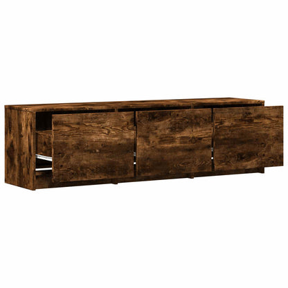 TV Cabinet with LED Smoked Oak 140 x 34 x 40 cm Engineered Wood