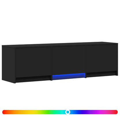 TV Cabinet with LED Black 140 x 34 x 40 cm Engineered Wood