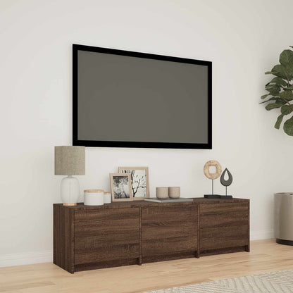 TV Cabinet with LED Brown Oak 140 x 34 x 40 cm Engineered Wood