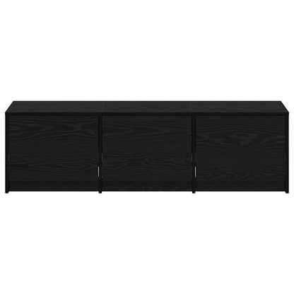TV Cabinet with LED Black Oak 140 x 34 x 40 cm Engineered Wood
