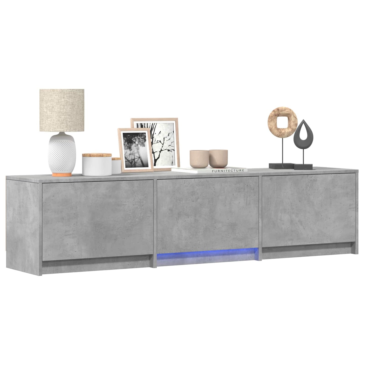 TV Cabinet with LED with LED Concrete Grey 165 x 34 x 40 cm