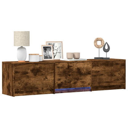 TV Cabinet with LED Smoked Oak 165 x 34 x 40 cm Engineered Wood
