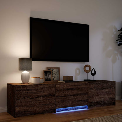 TV Cabinet with LED Brown Oak 165 x 34 x 40 cm Engineered Wood