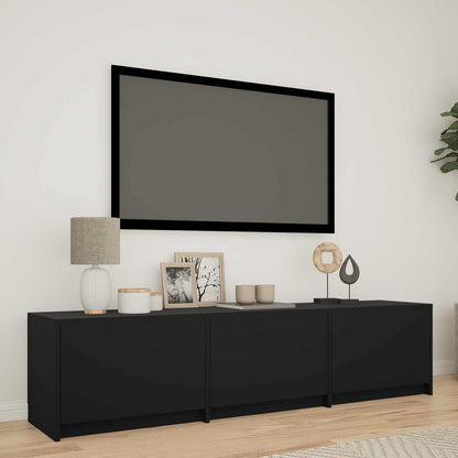 TV Cabinet with LED Black 165 x 34 x 40 cm Engineered Wood