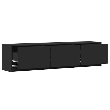 TV Cabinet with LED Black 165 x 34 x 40 cm Engineered Wood